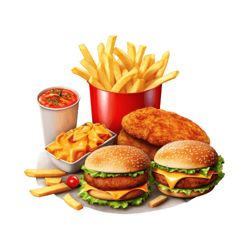 Double burger et frites